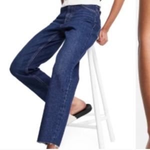 TOPSHOP straight raw hem jeans size 6 dark blue